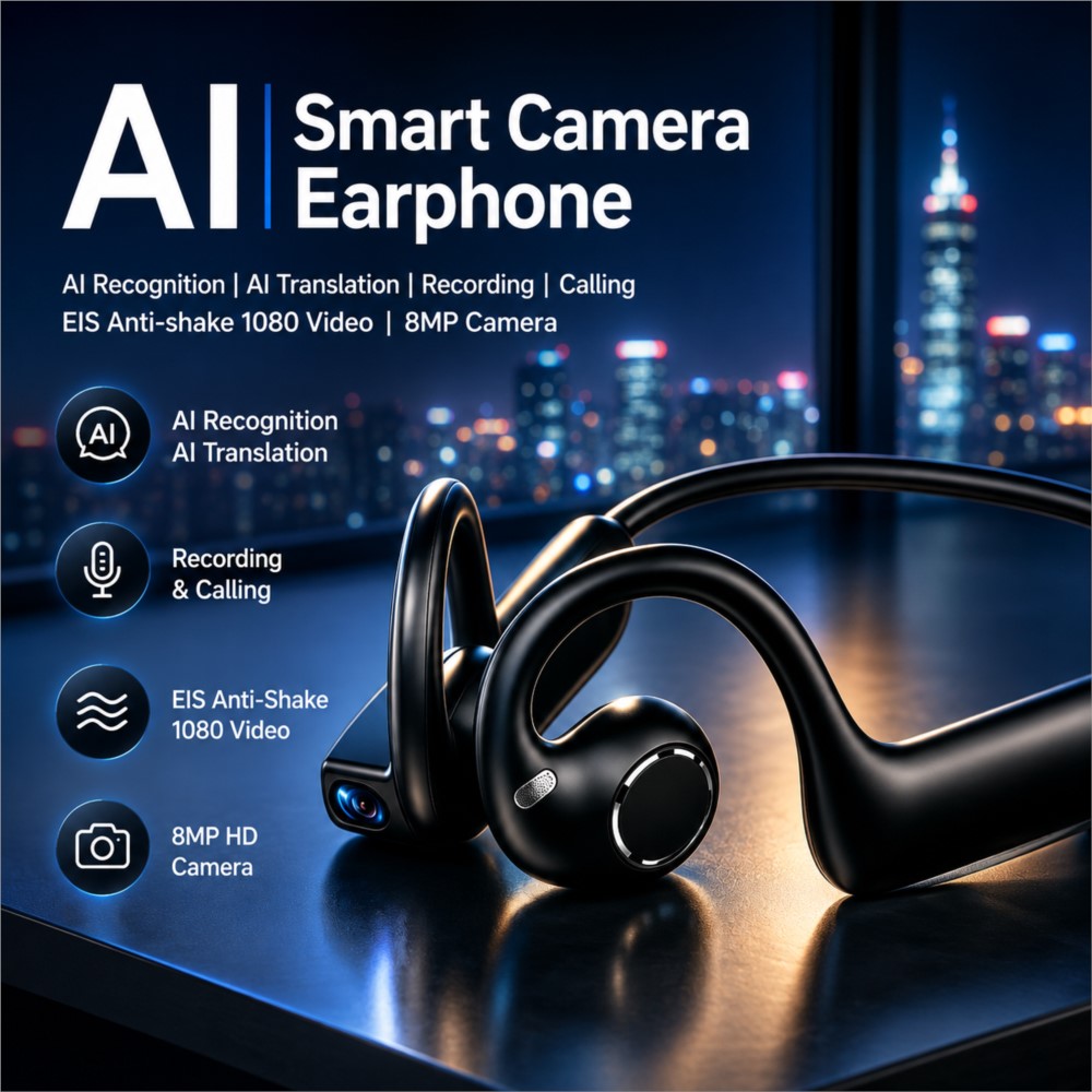 Outdoor Sport Camera - AI Smart Earphones 800W Smart Camera