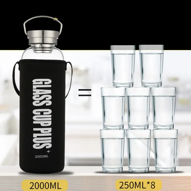 2L Glass Water Bottle with Str - огляд і ціна Outdoor Sport Glass Water Bottle